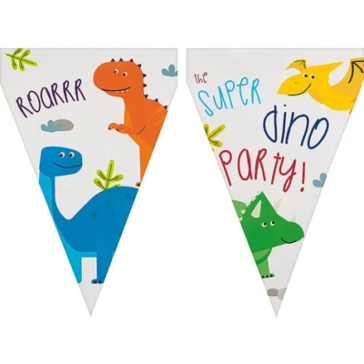 1 Dinosaurier Fähnchengirlande - Dinosaurs Party
