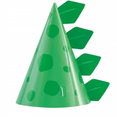 8 Dinosaurier Partyhüte - Blue & Green Dinosaur