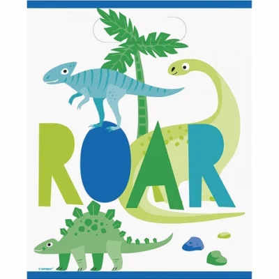 8 Dinosaurier Süßigkeitentüten - Blue & Green Dinosaur