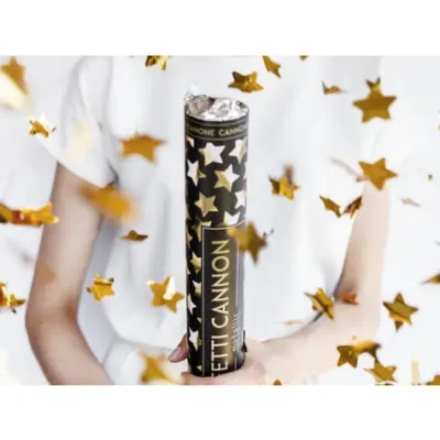 Konfettikanone Mit Goldenen Sternen 40 Cm -Funidelia Verkaufsladen konfettikanone mit goldenen sternen 40 cm 4