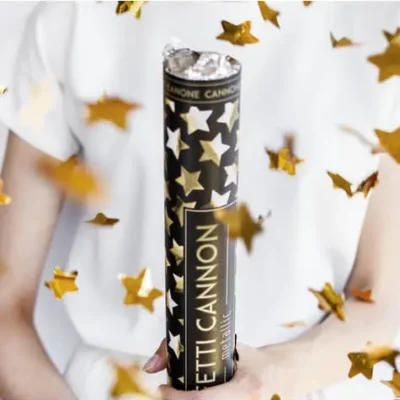 Konfettikanone Mit Goldenen Sternen 40 Cm -Funidelia Verkaufsladen konfettikanone mit goldenen sternen 40 cm 5