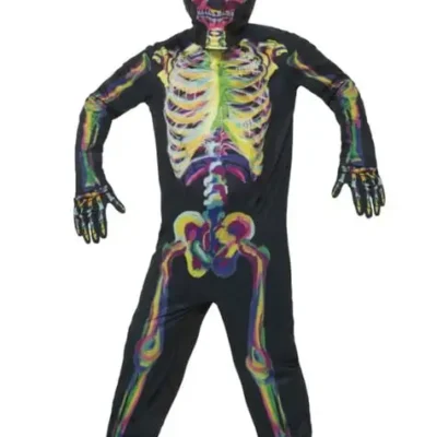 Mehrfarbiges Fluoreszierendes Skelett Kostüm Für Kinder