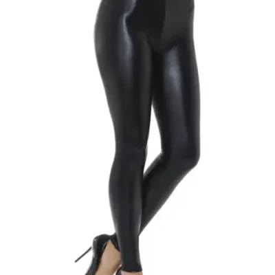Schwarz Glänzende Leggins Für Frauen
