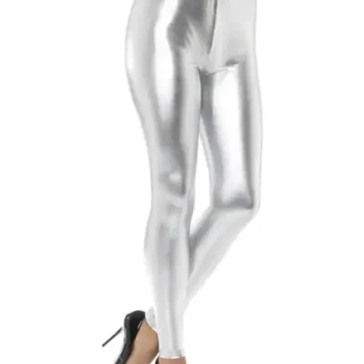 Silber Glänzende Leggins Für Frauen