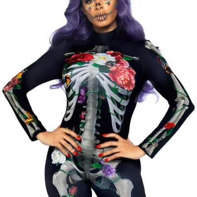 Skelett 3D Kostüm Mit Blumen Für Damen -Funidelia Verkaufsladen skelett 3d kostum mit blumen fur damen 6