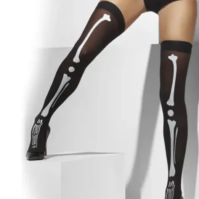 Strümpfe Schwarz Mit Skelett