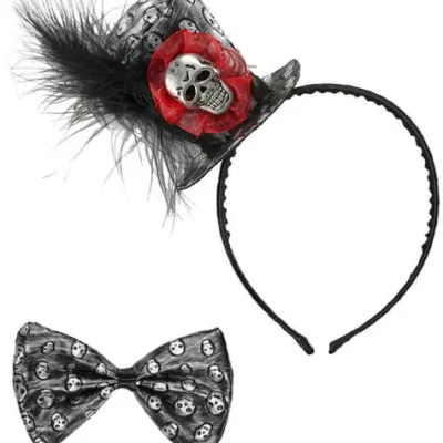 Totenkopf Mini Hut Und Fliegen Set Für Damen