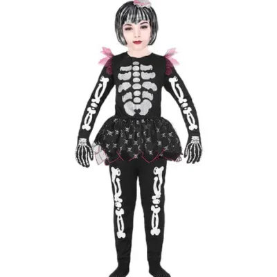 Verspieltes Skelett Kostüm Für Mädchen